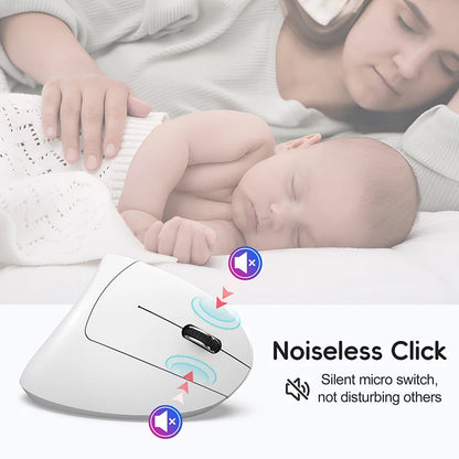 Ratón inalámbrico Bluetooth vertical de doble modo, silencioso y recargable para gaming, compatible con Win, Mac OS, portátil y ordenador