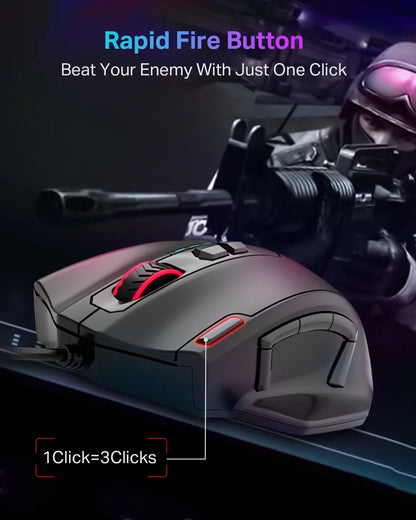 E-YOOSO X-41 Pro USB Wired Gaming Mouse RGB Backlit 12400 DPI 11Buttons Programmable Ergonomic Mice for Work Computer PC Laptop
