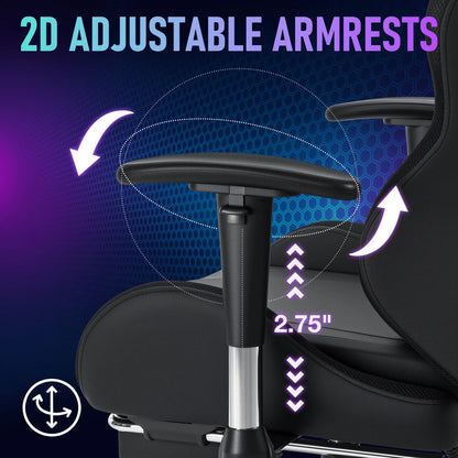 Sedia gaming LED per bambini 8-15 anni, sedia gamer regolabile con illuminazione LED, poggiapiedi e supporto lombare, sedia PC ergonomica