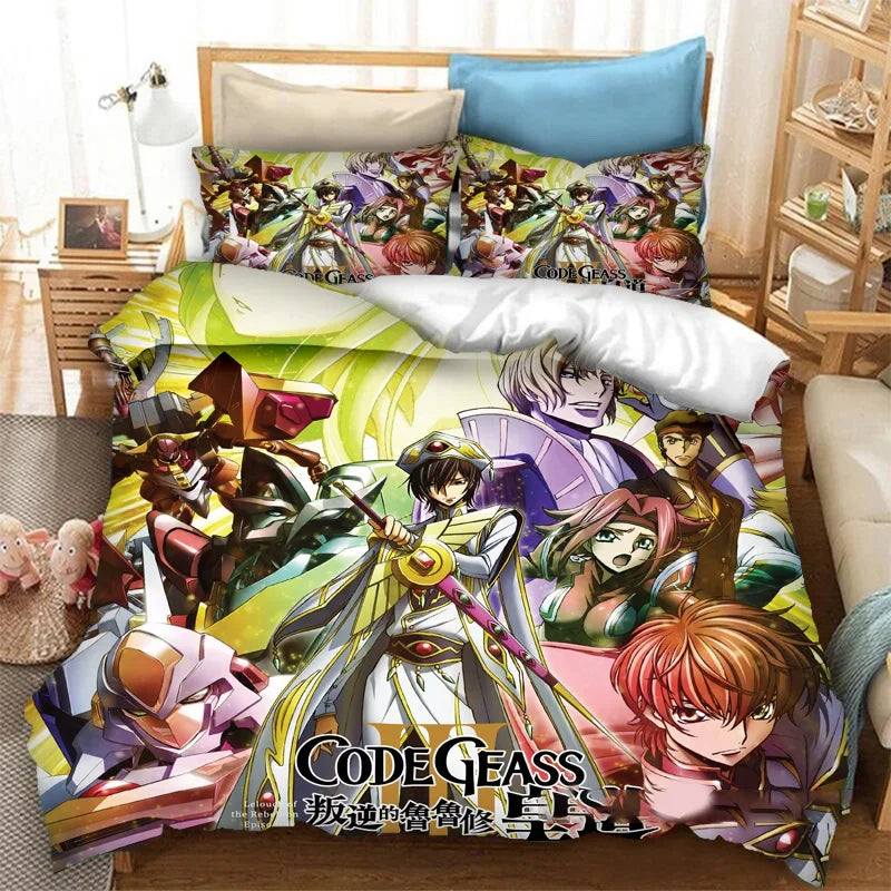 Funda nórdica de anime Code Geass con estampado 3D de moda, juego de cama de 2/3 piezas, doble, individual, full, queen y king, ropa de cama para adultos y niños, funda de edredón