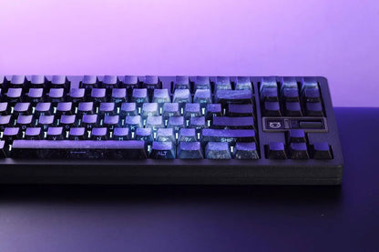 Keycap PBT trasparenti Cherry con incisione laterale e sfumatura Purple Galaxy, 135 tasti, compatibili con tastiere meccaniche 60/64/84/98/108