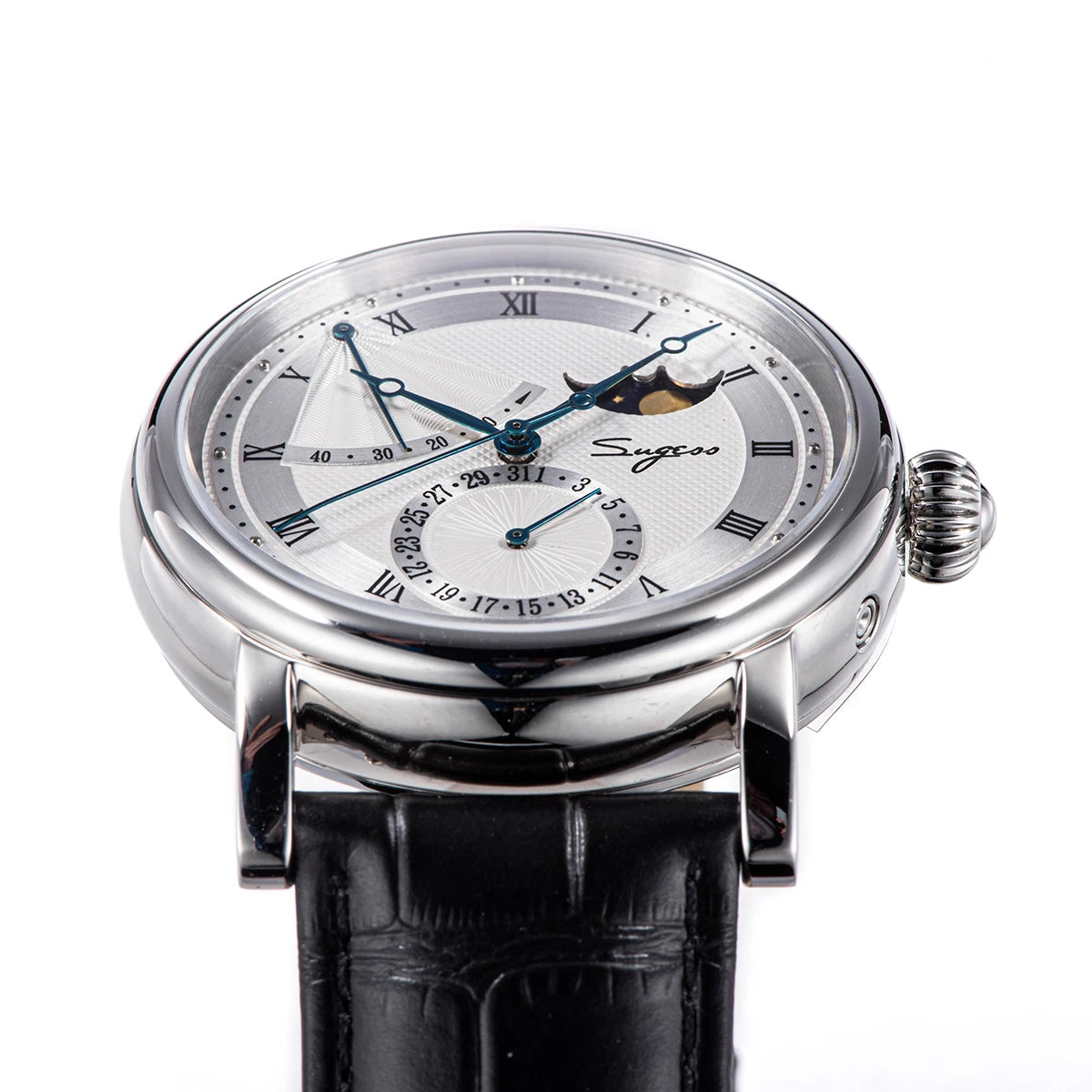 2023 Sugess Watch of Men Automatic Mechanical Moon-Phase Wristwatches Power Reserved  Sapphire WaterResistant Tianjin Movement
