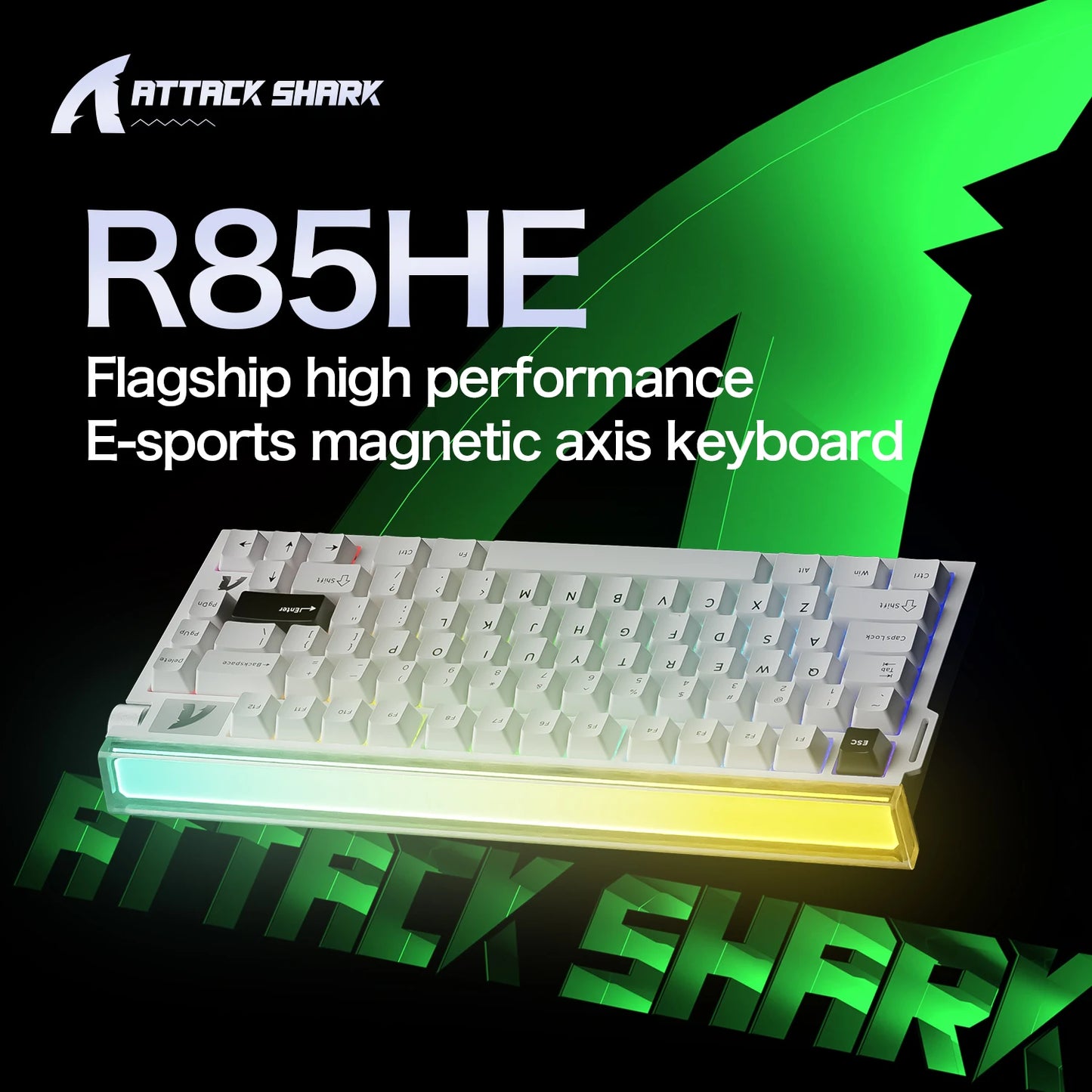 Teclado Gaming ATTACK SHARK R85 HE 8000Hz RGB Rapid Trigger, Precisão RT de 0.005mm, Teclado Gaming com Fios, Switch Magnético Hall Effect