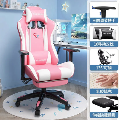Silla gaming Silla de ordenador Asiento reclinable cómodo Juego LIVE Residencia estudiantil hogar Ergonomía para sedentarismo