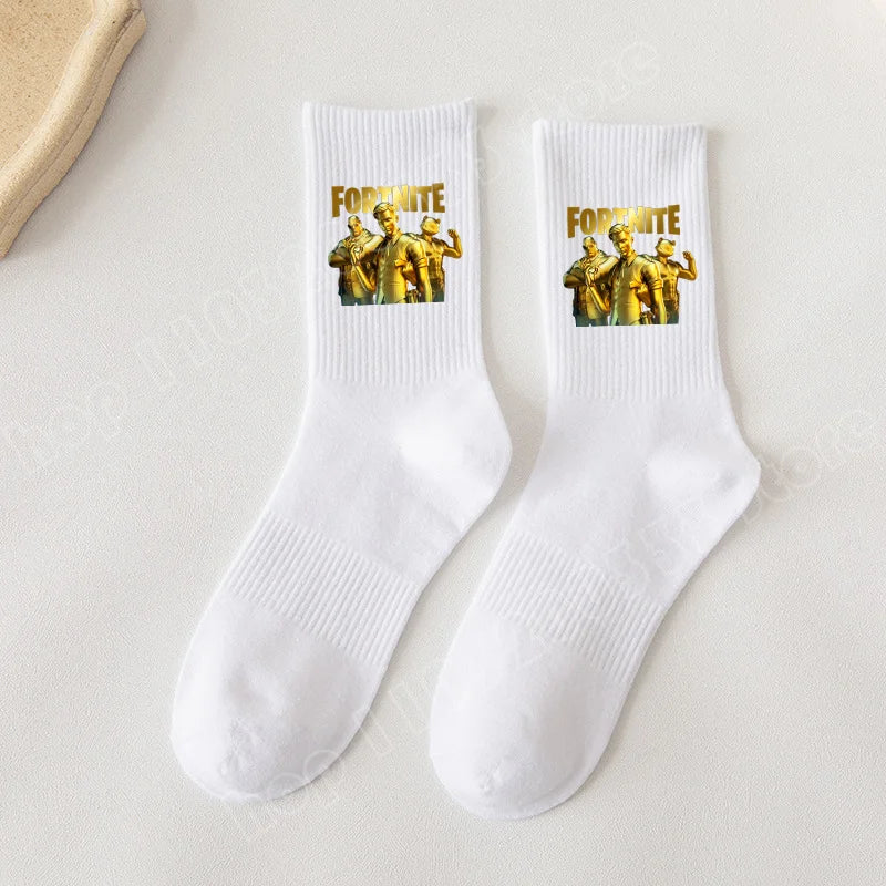 Fortnite Socks Cartoon Game Character Long Sock for Kids tudents in Spring and Autumn Solid Color Cotton Socks Birthday Gifts