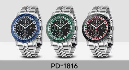 PAGANI DESIGN Top Luxury Men's Quartz Watch Business Elite VK67 Stainless Steel Sapphire Glass 100m Dive Calendar Luminous Watch