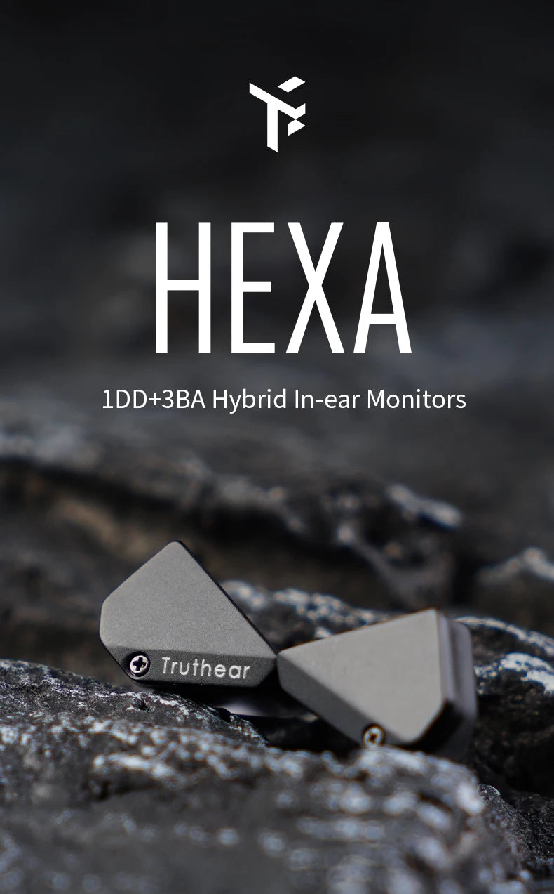 Auricolari cablati ibridi Truthear HEXA 1DD+3BA – Monitor in-ear IEM ad alta fedeltà con cavo placcato argento 0.78 2Pin