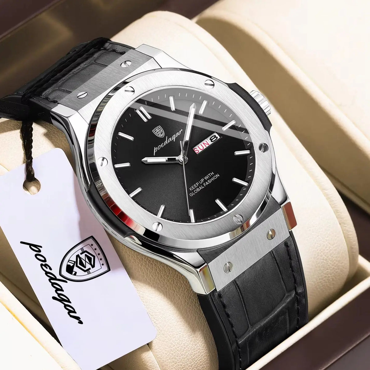 Relógio para homem POEDAGAR – Modelo original, estilo profissional, à prova de água, bracelete em silicone, indicação da data e do dia, movimento de quartzo, relógio de luxo na moda.
