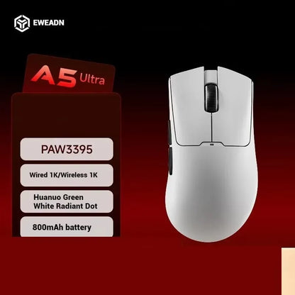 EWEADN A5 Pro Ultra Wireless Gaming Mouse, Lightweight Tri-Mode Mouse with PAW3395 Sensor, 26K DPI, Low Latency Rechargeable Gaming Mouse