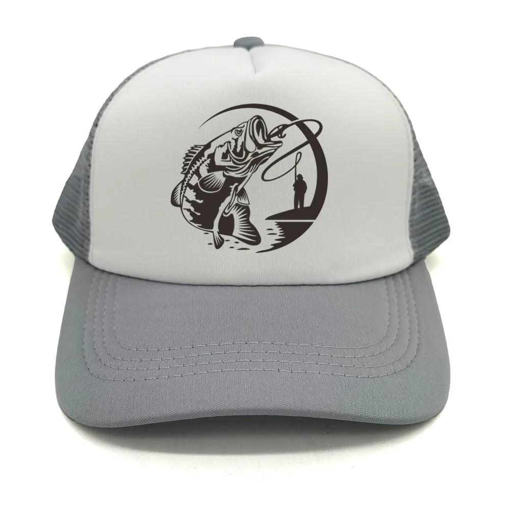 Fishing Skeleton Trucker Cap Summer Men Cool Fisherman Fishing Hat Baseball Cap Unisex Outdoor Mesh Net Caps MZ-238