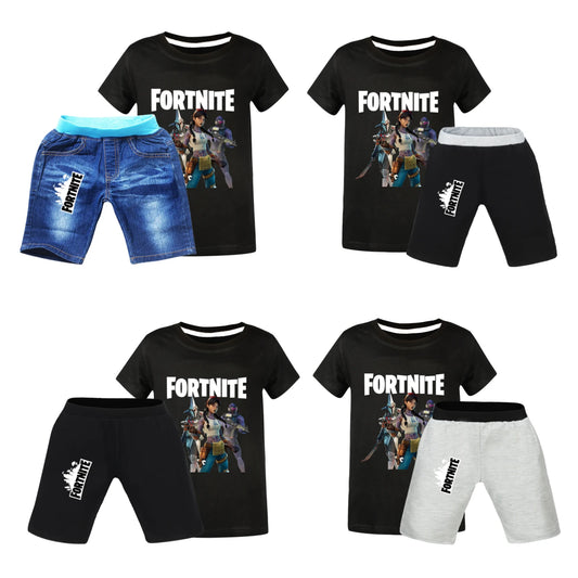 Fortnite Summer Kids Cartoon T-shirts Shorts Two-piece Set Baby Boys Tracksuit Girls Outfits505