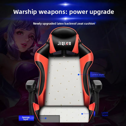 Bequemer ergonomischer Gaming-Stuhl für langes Sitzen, neigbar, mit Massagefunktion und Drehfunktion