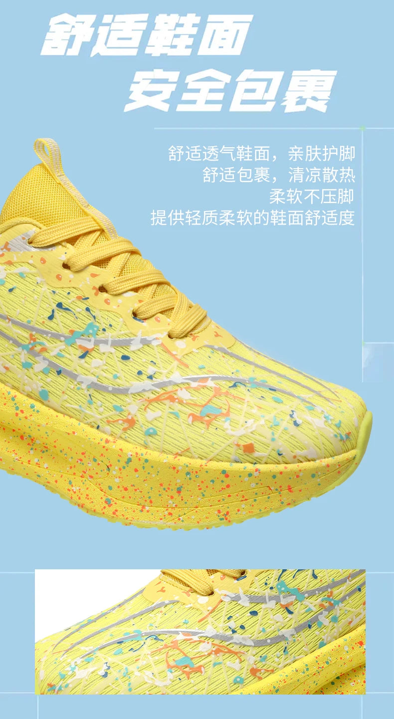 Zapatillas de running para hombre y mujer con placa de carbono, amortiguación para maratón, deportivas, transpirables, ligeras, cómodas y antideslizantes