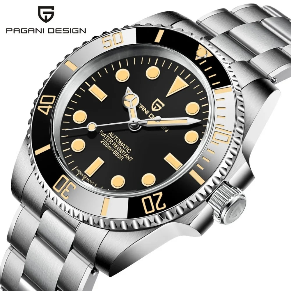 PAGANI DESIGN PD-1694 Men's 40MM Automatic Mechanical Watch Japan NH35 Movt Sapphire Glass Stainless Steel Waterproof Wristwatch