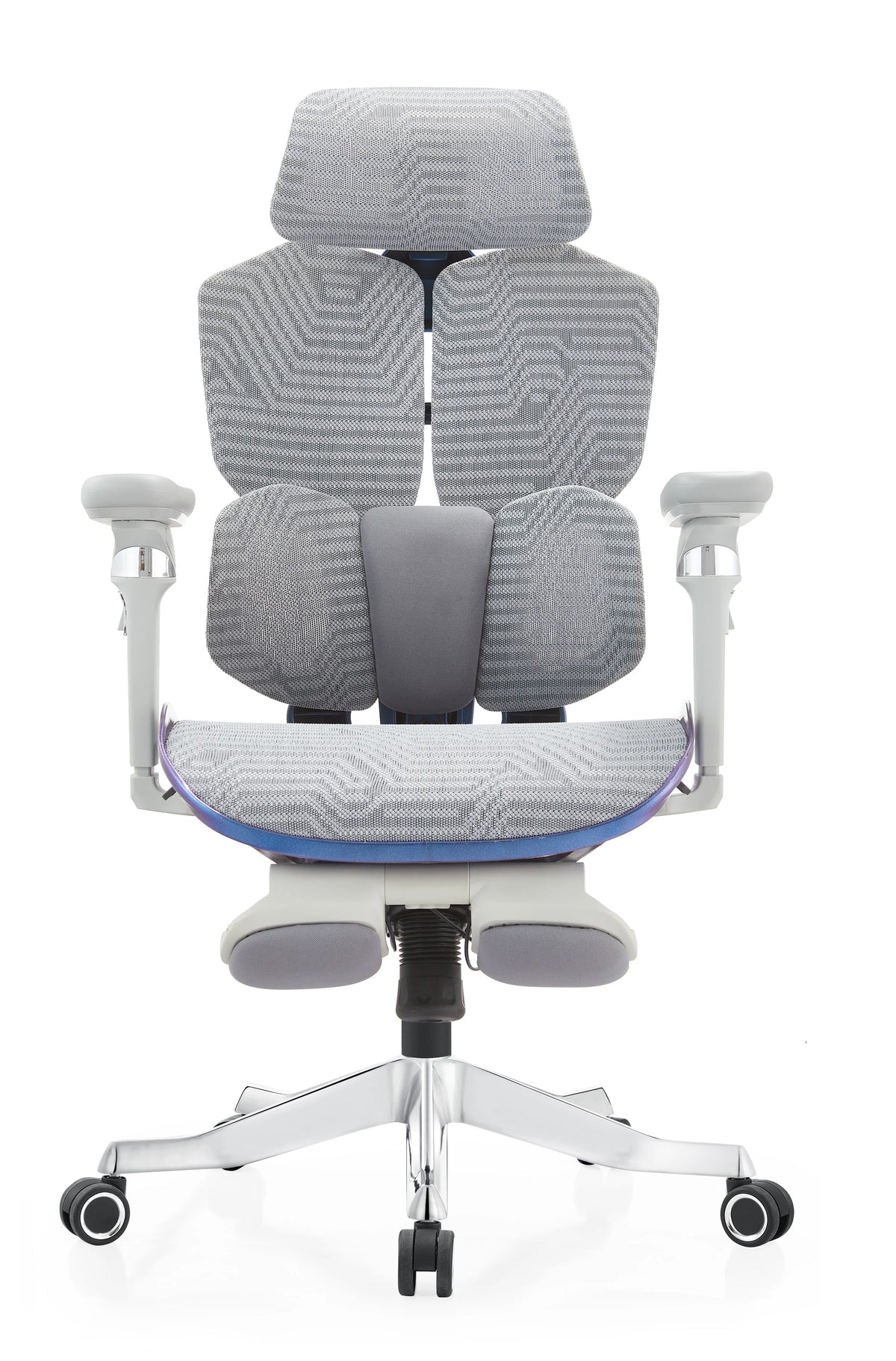 Chaise de bureau ergonomique de gaming à dossier haut en mesh noir, avec accoudoirs réglables 6D, inclinable et repose-pieds, pour le bureau et le gaming