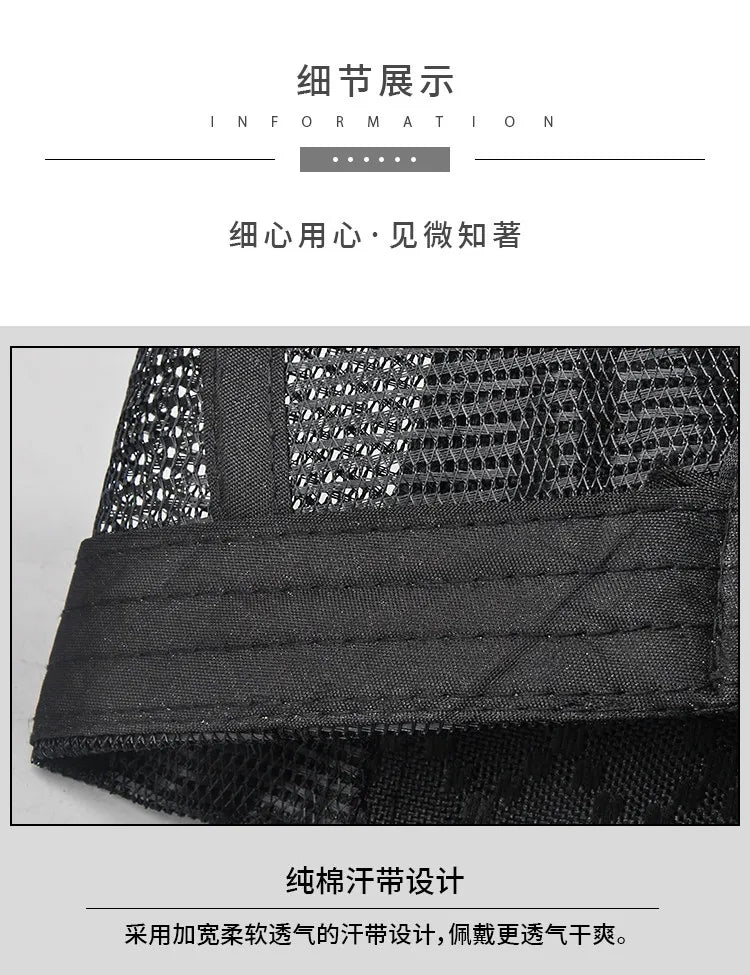 High top hat, mesh men's baseball cap, summer sun protection, breathable outdoor truck cap, men's