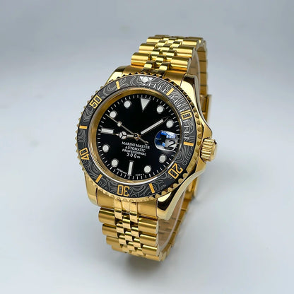 40mm Luxury Full Gold YM Automatic Watch, Ceramic Rotating Bezel, Super Luminous Display, Sapphire Glass for NH35mechanicalwatch