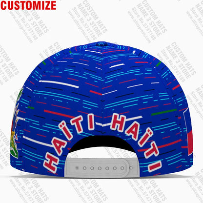 Casquette de baseball personnalisée « Haïti » avec nom, numéro et logo d'équipe – Hti – Pays – Voyage – Nation française – Drapeau de la République d'Haïti