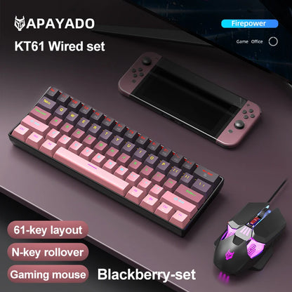 Tastiera meccanica mini APAYADO K61, cablata, 61 tasti, RGB Phantom, nera/bianca, switch meccanici rossi/blu per gaming, portatile 60%