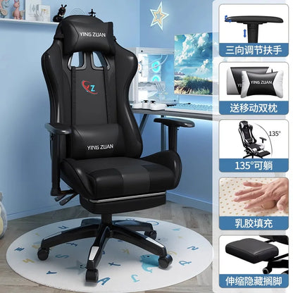 Silla gaming Silla de ordenador Asiento reclinable cómodo Juego LIVE Residencia estudiantil hogar Ergonomía para sedentarismo