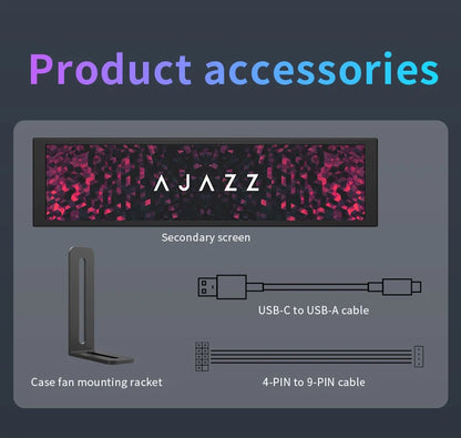 Schermo secondario universale DIY Ajazz AKP02 in lega di alluminio da 9.2 pollici con vari design personalizzabili, compatibile con Windows 7