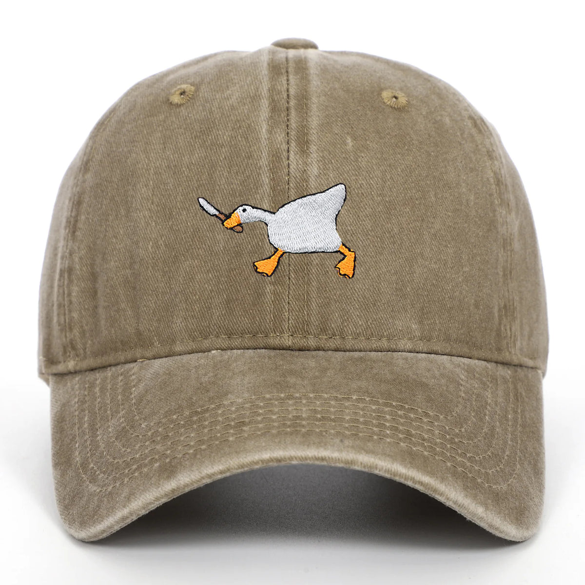 Embroidered baseball cap with goose pattern for men and women, casual and fashionable city style duckbill cap