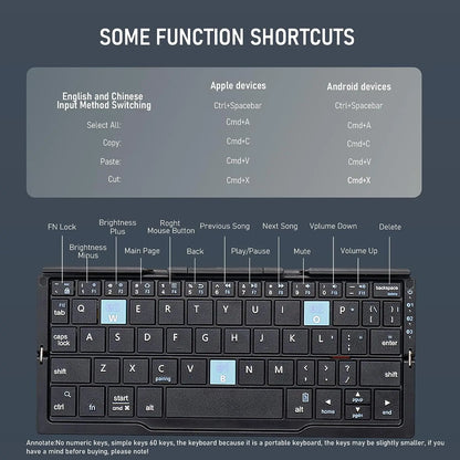 Teclado Dobrável Jomaa Bluetooth Recarregável para Portátil, iPad e Telemóvel – Mini Teclado Dobrável Portátil Bluetooth