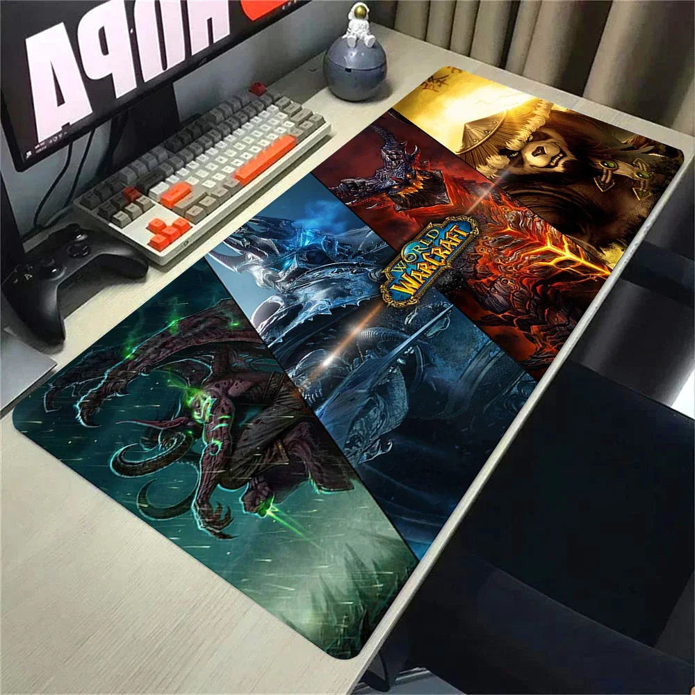 Naturelle Horde Alliance-muismat van rubber, grote bureaumat voor computer en toetsenbord, HD World of Warcraft-gamingmuismat met snelheidsoppervlak en gestikte rand