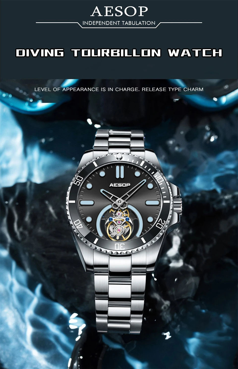 AESOP 2025 Men Flying Tourbillon Mechanical Wristwatch Male Skeleton Luxury Sapphire Watch Mens Waterproof Super Luminous Clocks
