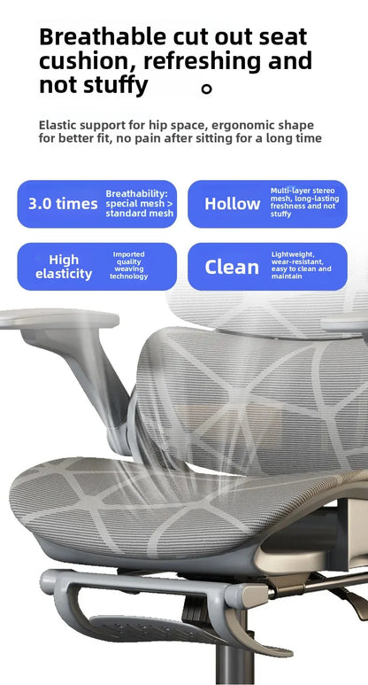 Sedia da ufficio e gaming ergonomica Air Titan Full Mesh per computer, con supporto lombare a tre zone e design ad alta ventilazione per scrivania da studente