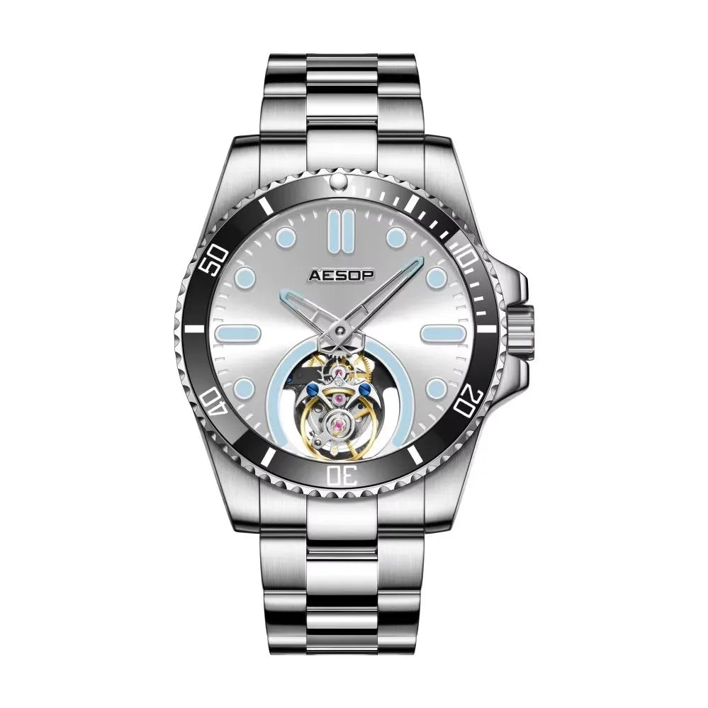 AESOP 2025 Men Flying Tourbillon Mechanical Wristwatch Male Skeleton Luxury Sapphire Watch Mens Waterproof Super Luminous Clocks