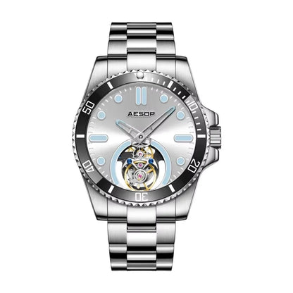 AESOP 2025 Men Flying Tourbillon Mechanical Wristwatch Male Skeleton Luxury Sapphire Watch Mens Waterproof Super Luminous Clocks