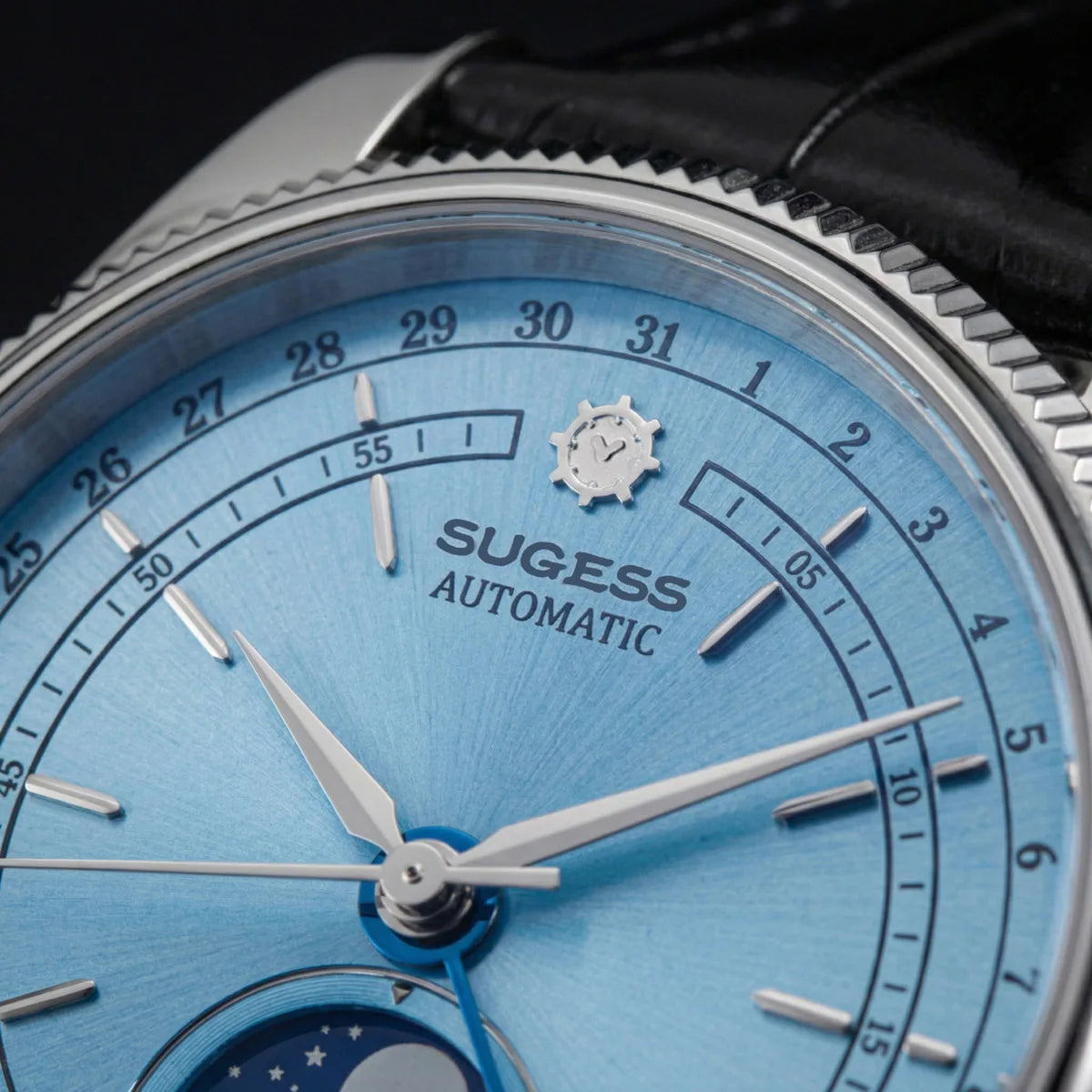 Sugess 40mm Watch of Men Moonphase Automatic ST2108 Movement Sapphire Crystal Mechanical Wristwatches Waterproof Date 2024 New