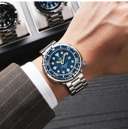 QINGXIYA Mens Watches Fashion Waterproof Luminous Date Rotating Dial High Quality Stainless Steel Luxury Brand Men Quartz Watch