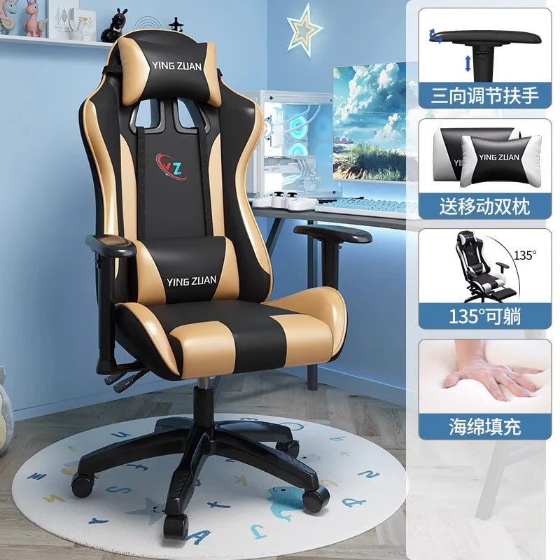 Silla gaming Silla de ordenador Asiento reclinable cómodo Juego LIVE Residencia estudiantil hogar Ergonomía para sedentarismo