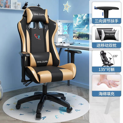 Silla gaming Silla de ordenador Asiento reclinable cómodo Juego LIVE Residencia estudiantil hogar Ergonomía para sedentarismo