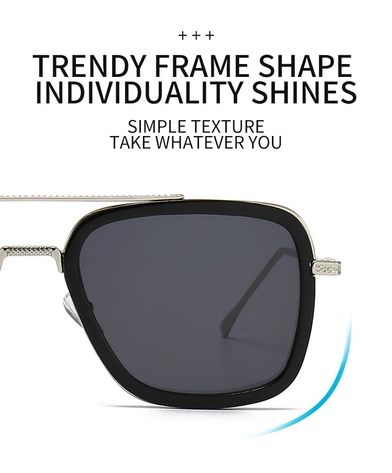 2024 New Square Men Sunglasses Fashion Metal Steampunk Sun Glasses For Women Trendy Outdoor Shades Eyewear Unisex Accessory