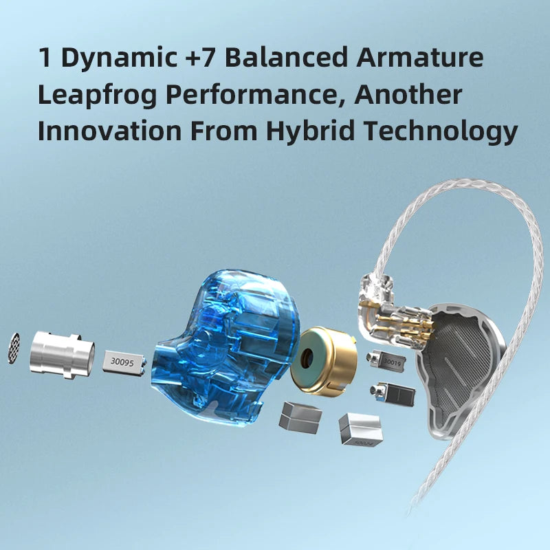 KZ ZAX 7BA+1DD Hybrid In-Ear Earphones – 16 Drivers HiFi Wired IEM Earbuds with Detachable Cable & Microphone