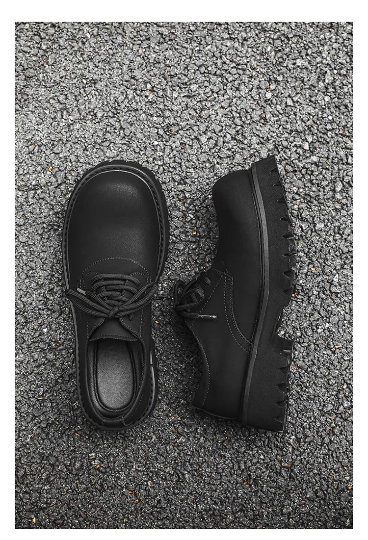 Thick Sole Casual Genuine Leather Dress Shoes Men Platform Height Increase Japan Harajuku Korean Streetwear Fashion Shoes White