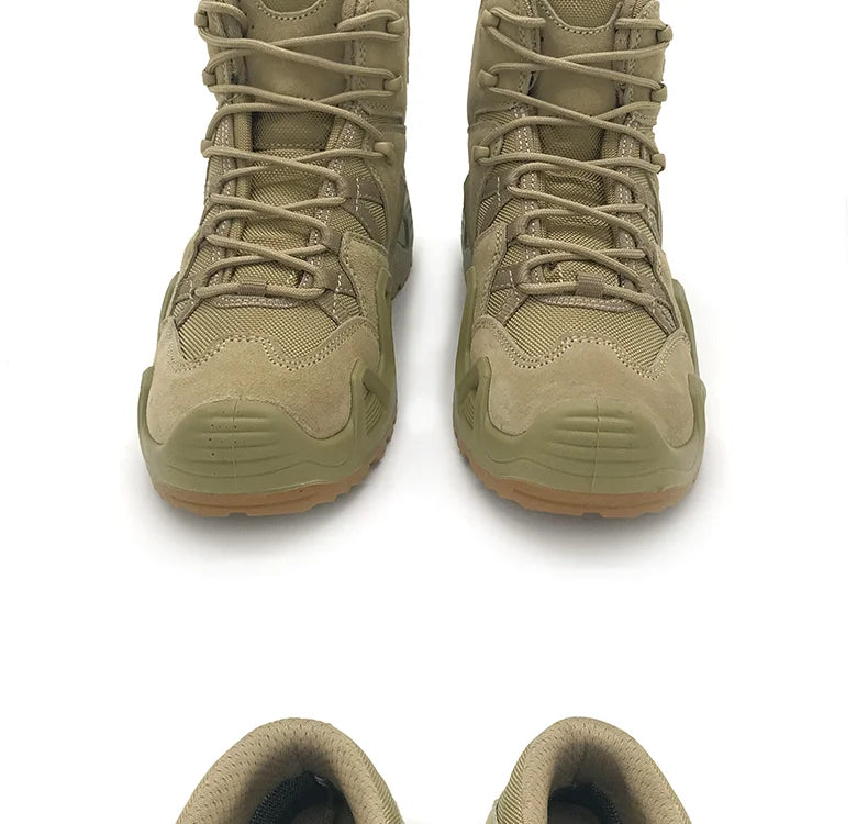 Lynjacye Mid Cut Green Combat Boots Men Women Size 39-46 Outdoor CS Training Hiking Shoes Desert Ankle Climbing Bota Masculina