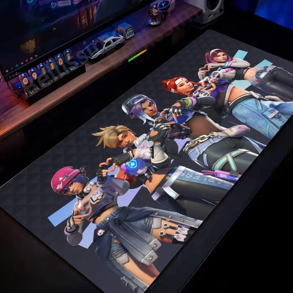 Tappetino mouse grande Overwatch per PC gamer, tappetino da scrivania esteso, tastiera rosa cute, accessori gaming per laptop, tappeto kawaii HD