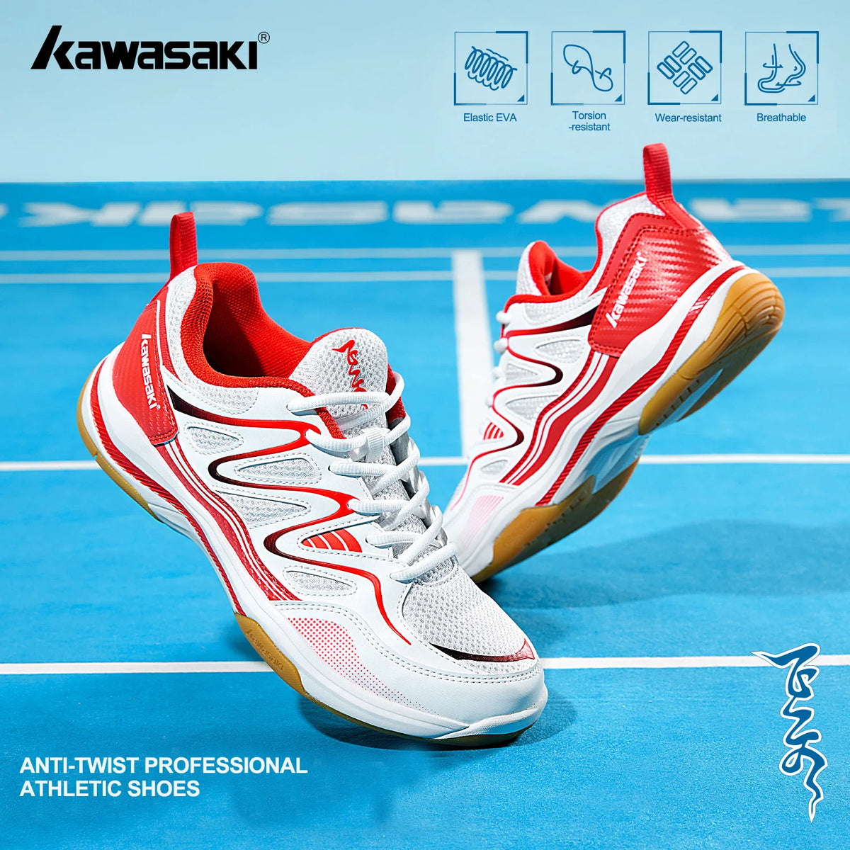 Badmintonski čevlji v retro stilu Kawasaki Original Anti-Torsion Carbon Sheet Profesionalni športni čevlji za namizni tenis C32016