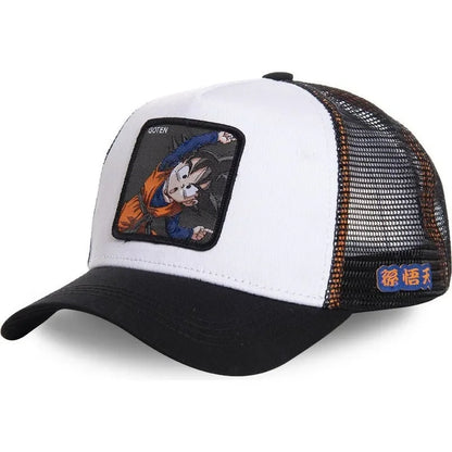 Dragon Ball Buu Goku-kasket – sommerrejse-kasket med skygge til mænd, broderet, hiphop-stil, solskærm, justerbar trucker-meshkasket