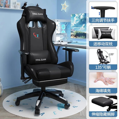 Silla gaming Silla de ordenador Asiento reclinable cómodo Juego LIVE Residencia estudiantil hogar Ergonomía para sedentarismo