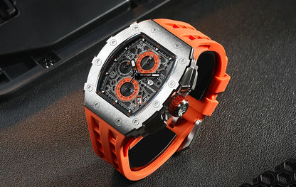Reloj TSAR BOMBA para hombre, marca de lujo, diseño tonneau, impermeable, de acero inoxidable, reloj de pulsera de moda rectangular para hombre