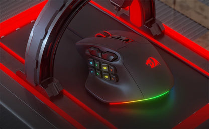 Redragon M811 Aatrox MMO-gamingmuis, bedrade RGB-gamingmuis met 15 programmeerbare knoppen, ergonomische optische gamingmuis met 12.400 DPI
