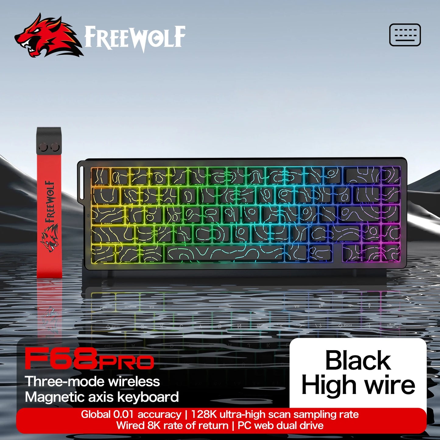 Teclado gaming magnético ATTACK SHARK X68HE X68PRO HE y FREEWOLF F68 con cable F68Pro inalámbrico para gaming profesional, activación rápida de 0.01mm