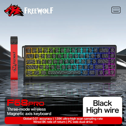 Teclado gaming magnético ATTACK SHARK X68HE X68PRO HE y FREEWOLF F68 con cable F68Pro inalámbrico para gaming profesional, activación rápida de 0.01mm