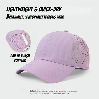 1pc Quick Drying Tongue Baseball Caps for Women Summer Protection Breathable Mesh Breathable Cap Stylish Adjustable Ponytail Hat