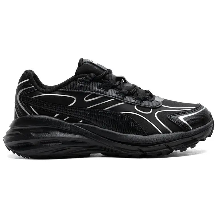 Puma Hypnotic Series LS, chaussures de ville décontractées à la fois élégantes et confortables, modèle bas, noir et argent, 397668-07.